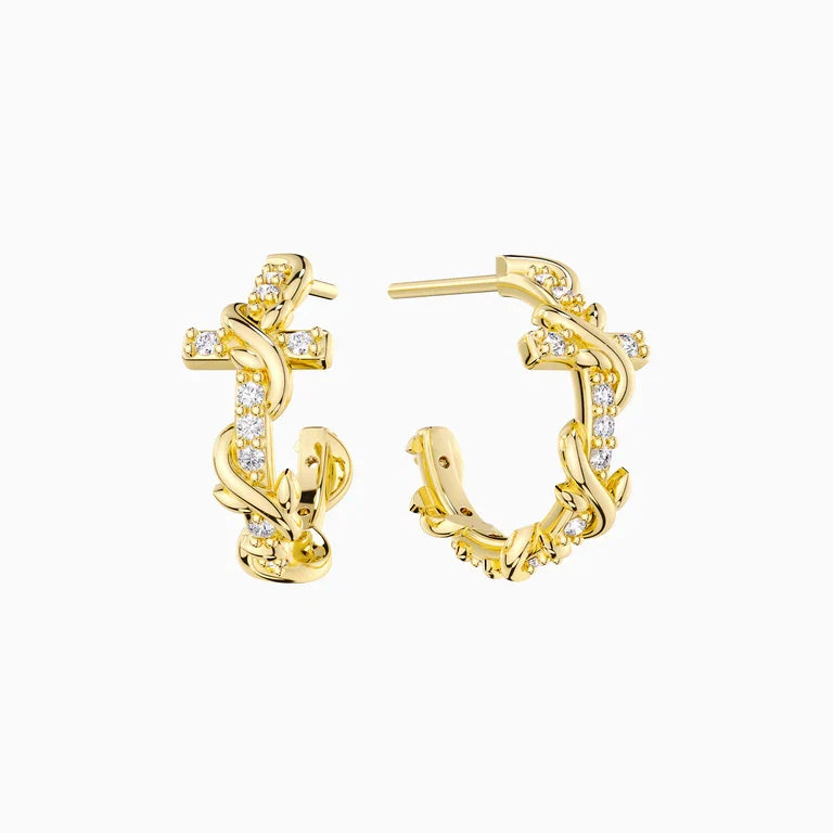 Surrounding Thorns Cross Earrings