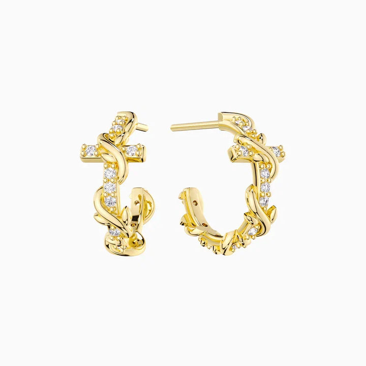 Surrounding Thorns Cross Earrings