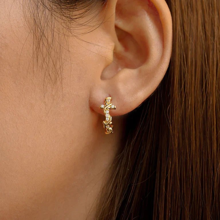 Surrounding Thorns Cross Earrings
