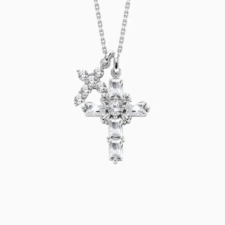 Byzantine Double Crosses Pendant Necklace