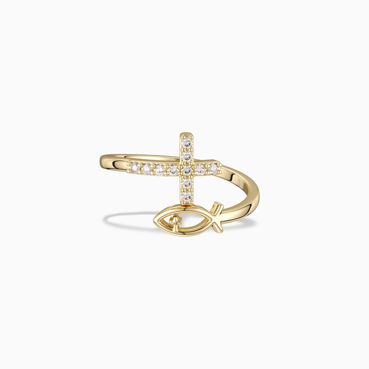 Blessed Cross & Fish Ring