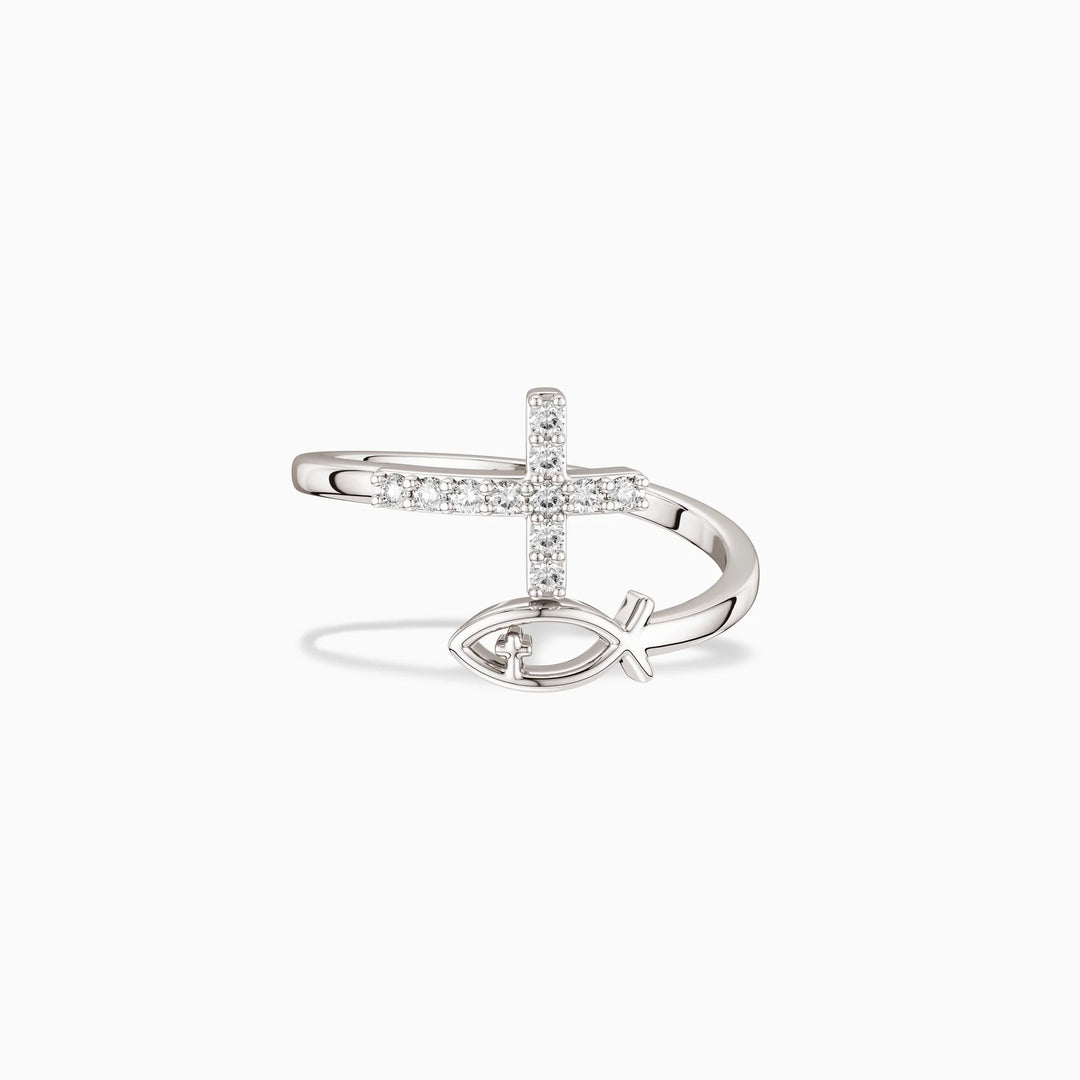 Blessed Cross & Fish Ring