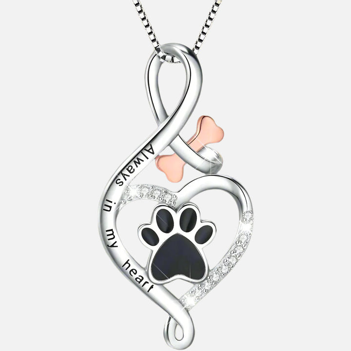 VIP | Lucky Paw Necklace with Heart, Bone & Infinity – “Always in My Heart” Pendant