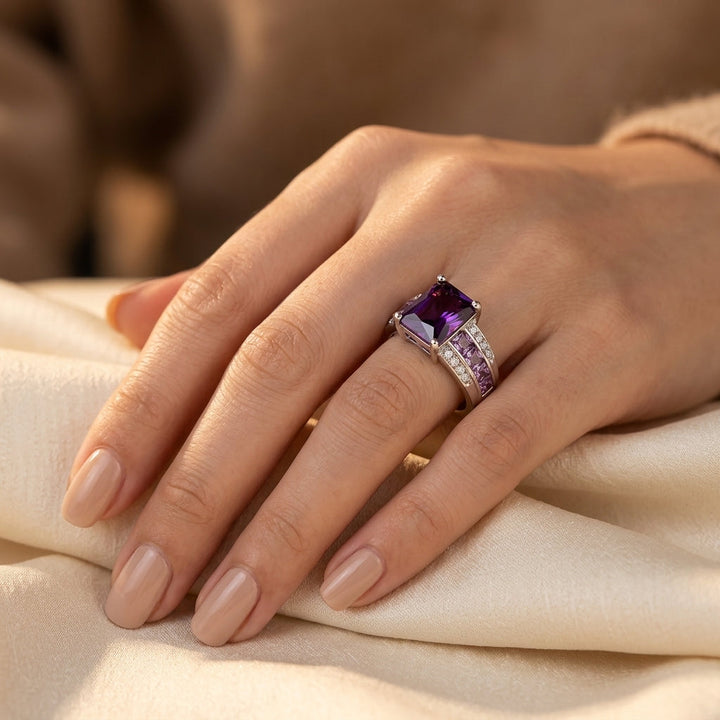Silver Amethyst Channel Ring