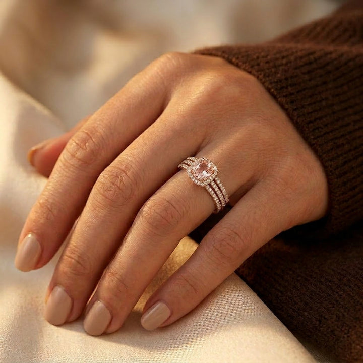 Gold Amethyst Halo Ring