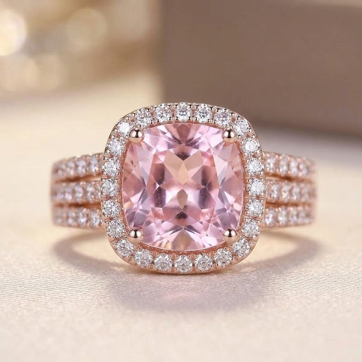 Gold Amethyst Halo Ring