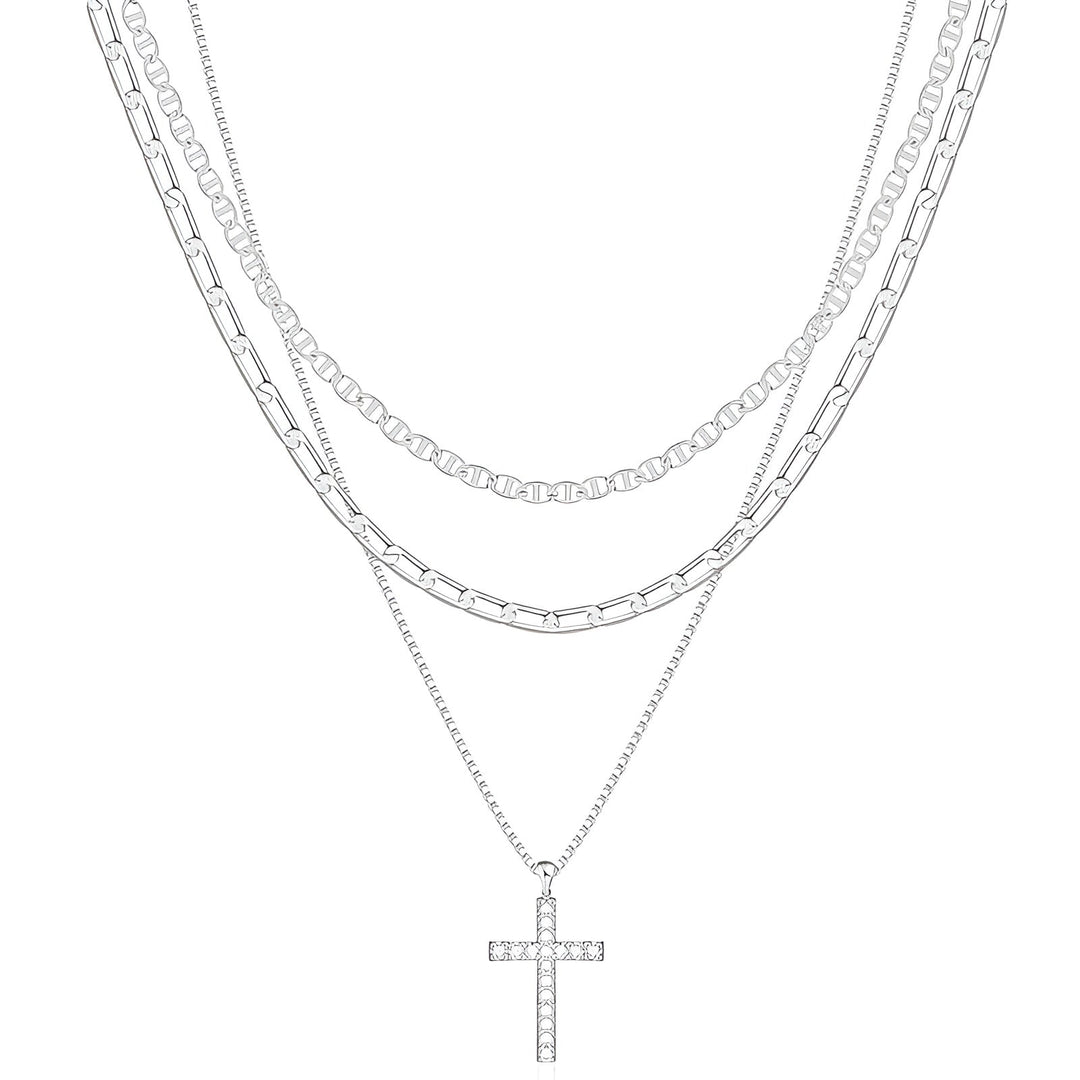 Triple Layer Cross Necklace