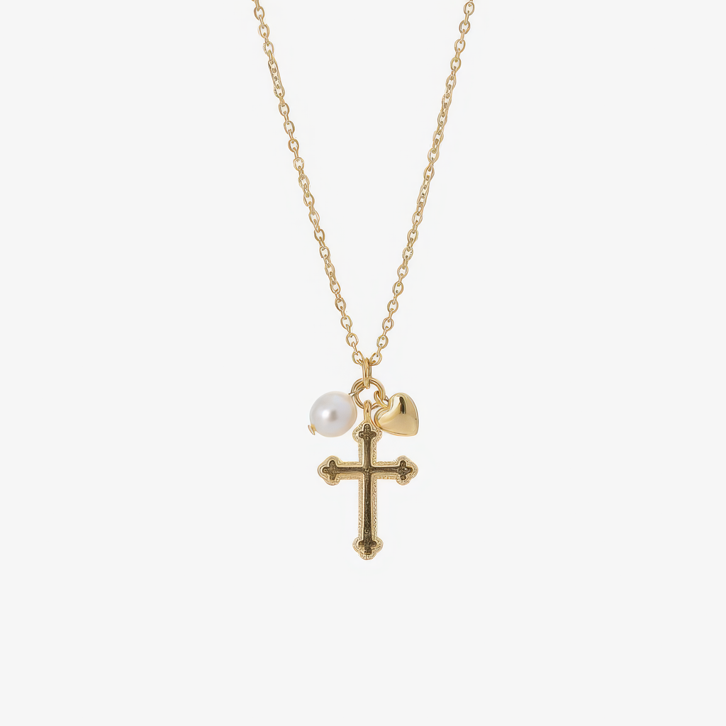 Triple Charm Cross Necklace