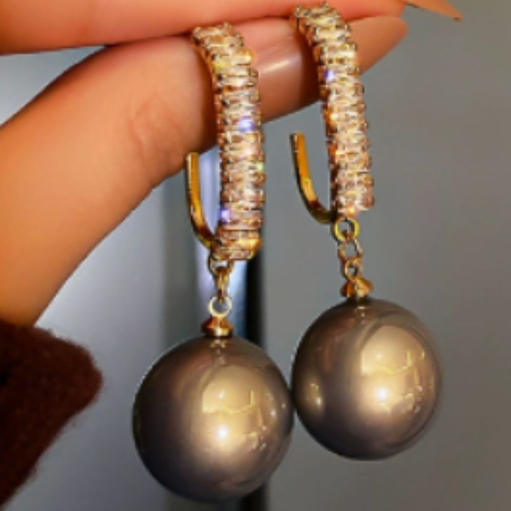 Black Pearl Zirconia Earrings