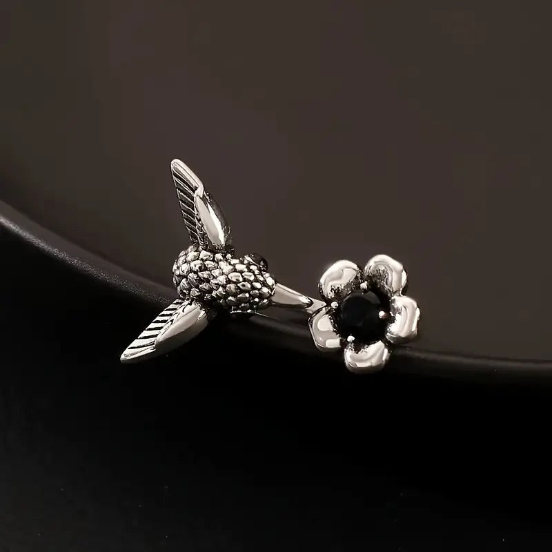 VIP | Hummingbird & Flower Ring – Adjustable Open Bird Ring for Women