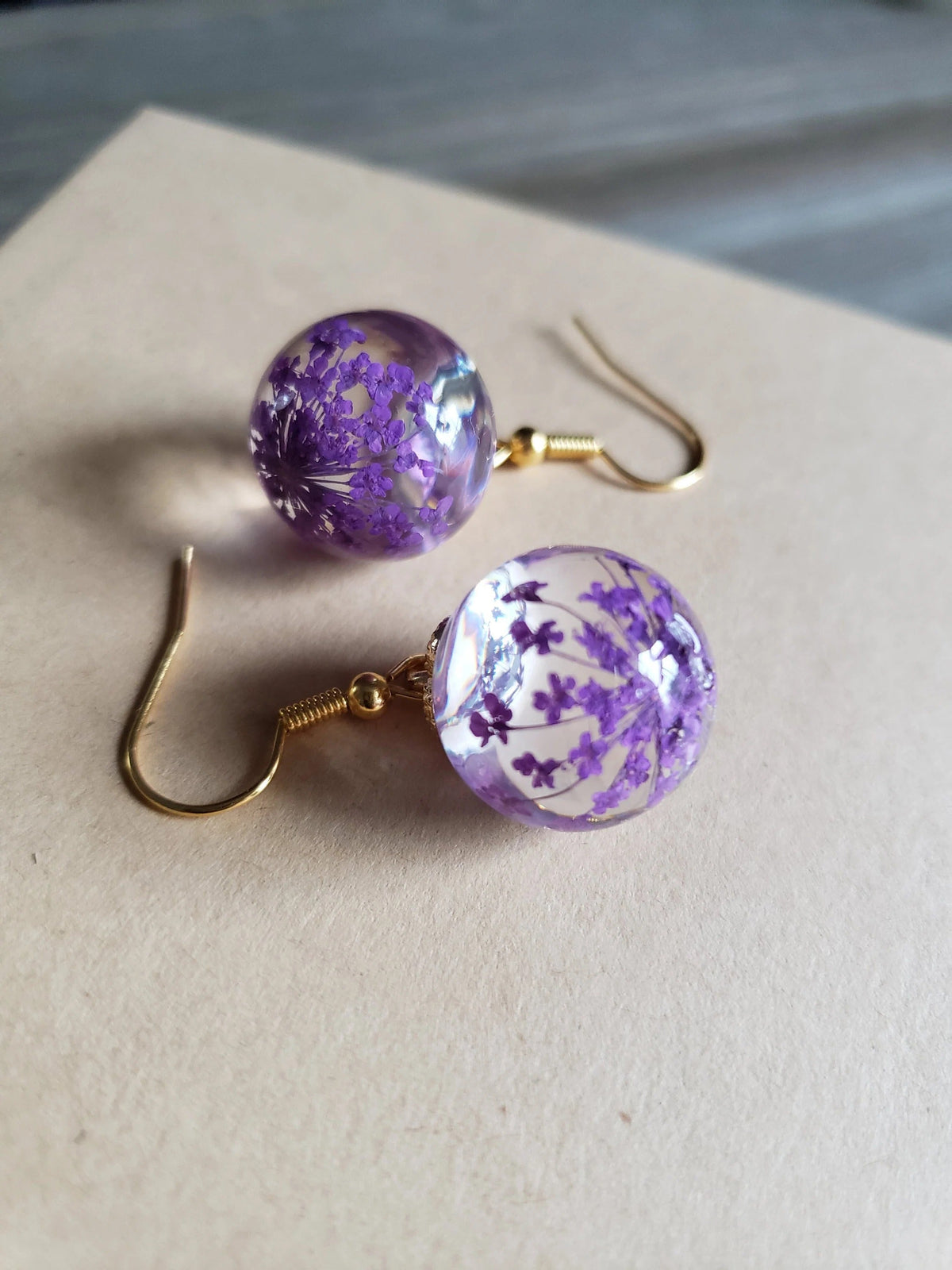Vintage Green Blossom Earrings in Antique Gold