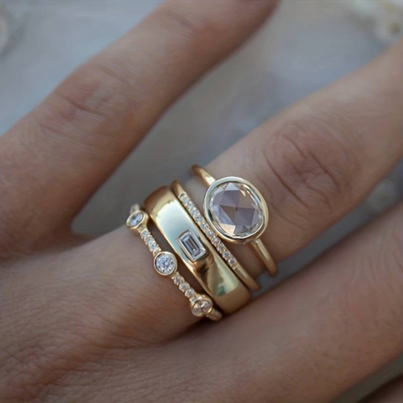 Gold Stacked Bezel Ring Set