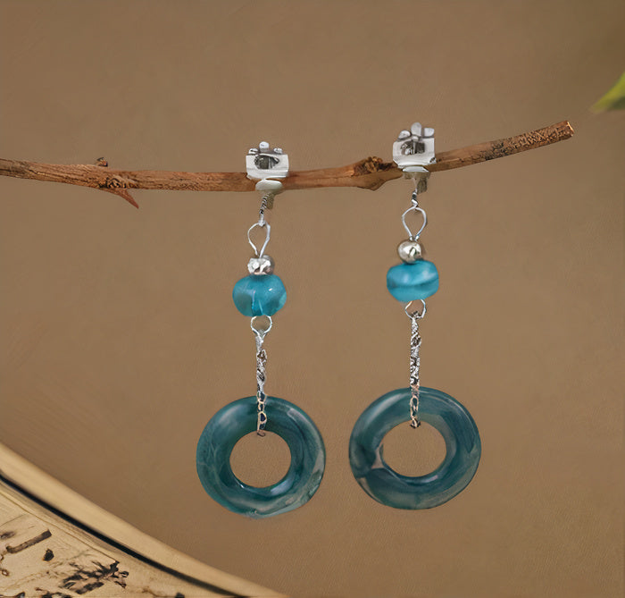 Vintage Light Blue Glass Dangling Earrings