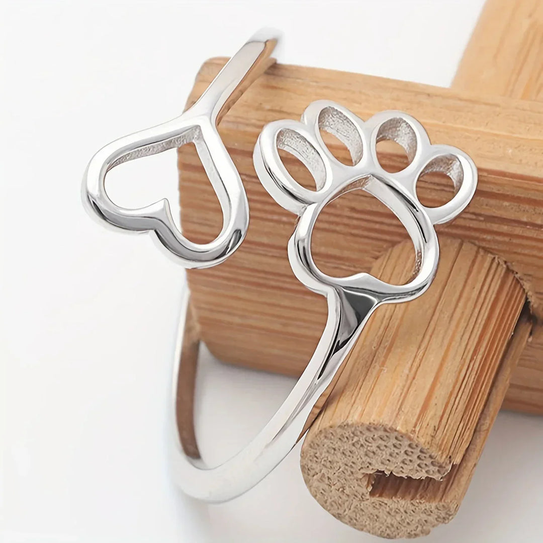 VIP | Handcrafted Paw & Heart Ring – Adjustable 925 Sterling Silver