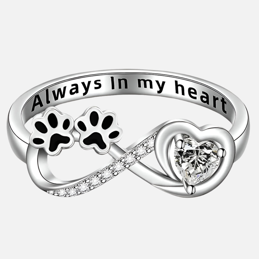 VIP | Zirconia Paw Ring with Heart and Infinity Design