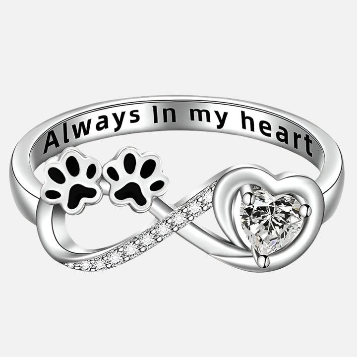 VIP | Zirconia Paw Ring with Heart and Infinity Design