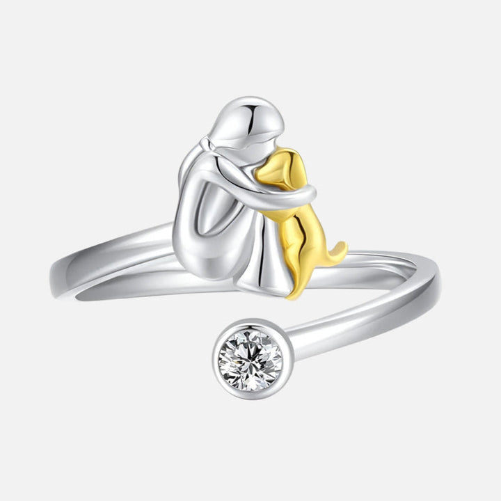 VIP | 925 Sterling Silver Dog Ring wit Zirconia – Adjustable & Handmade
