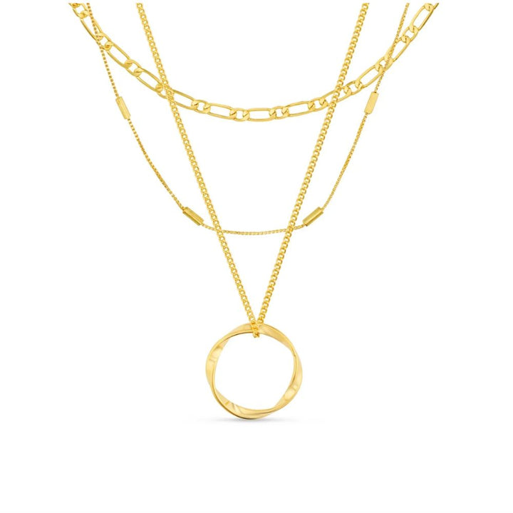 Open Circle Three Row Necklace