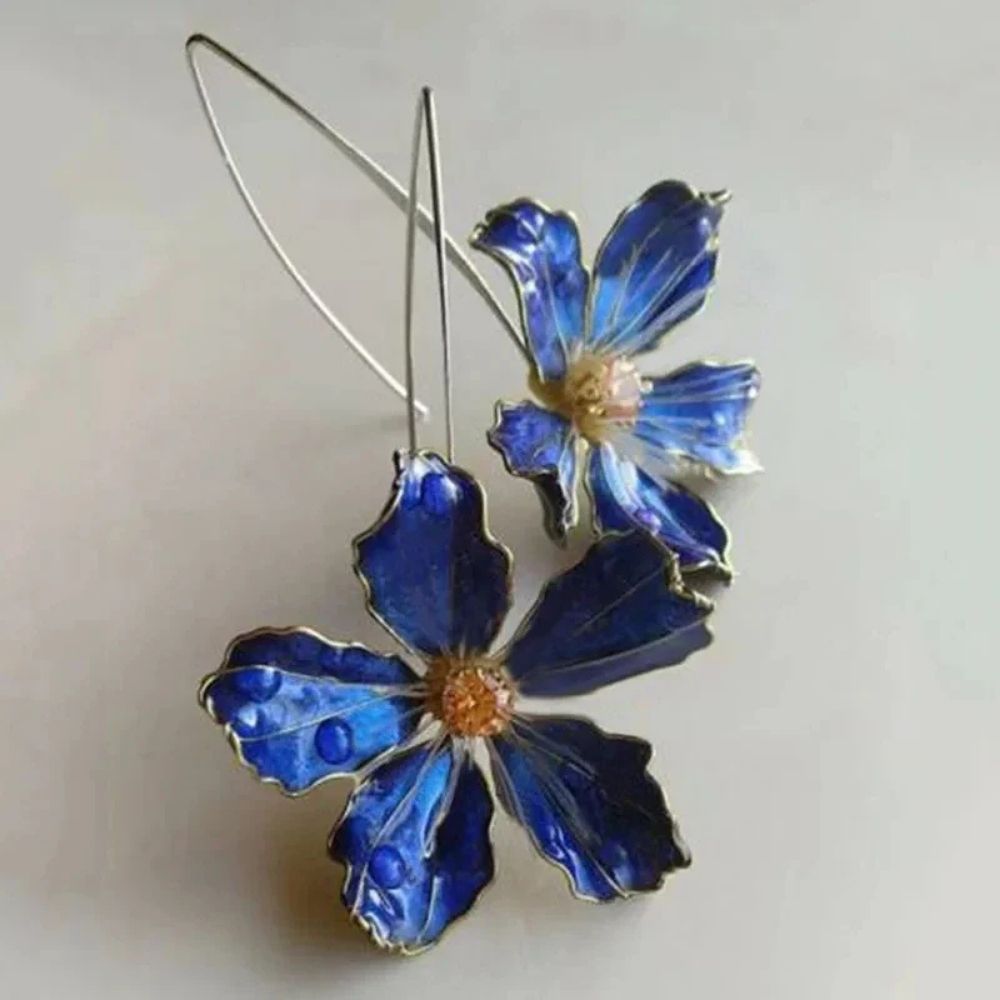 Bliss - Vintage Blue Flower Earrings