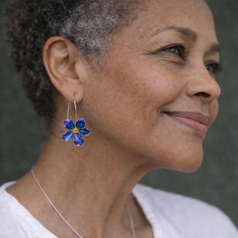 Bliss - Vintage Blue Flower Earrings